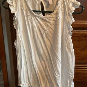 Women's White Ruffled Top